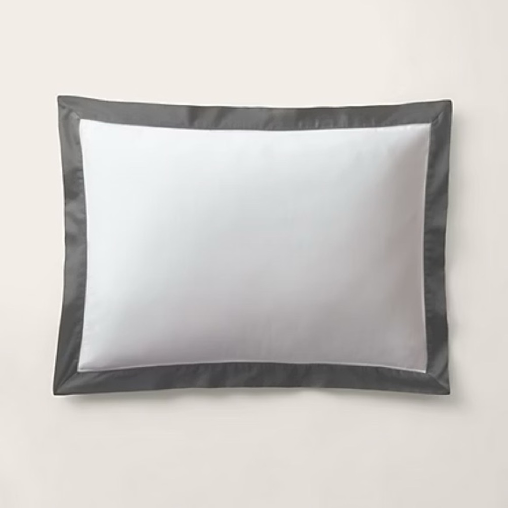 New! Ralph Lauren RL Organic Sateen Border King Sham 20"L x 36"W Graphite Grey